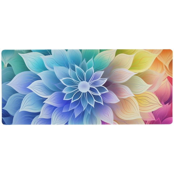 JSTEL Rainbow Mandala Flowers Large Gaming Mouse Pad Big Mousepad Mice Keyboard Mat with Non-Slip Rubber Base for Computer Laptop Home & Office, 35.4 X 15.7 inch