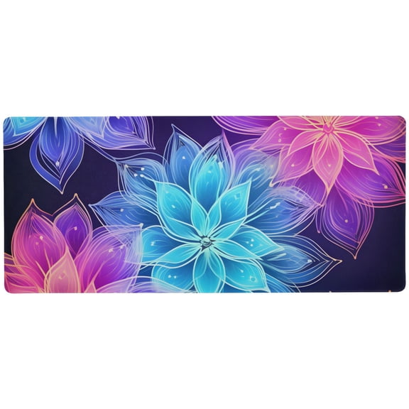 JSTEL Rainbow Mandala Transparent Flowers Large Gaming Mouse Pad Big Mousepad Mice Keyboard Mat with Non-Slip Rubber Base for Computer Laptop Home & Office, 35.4 X 15.7 inch