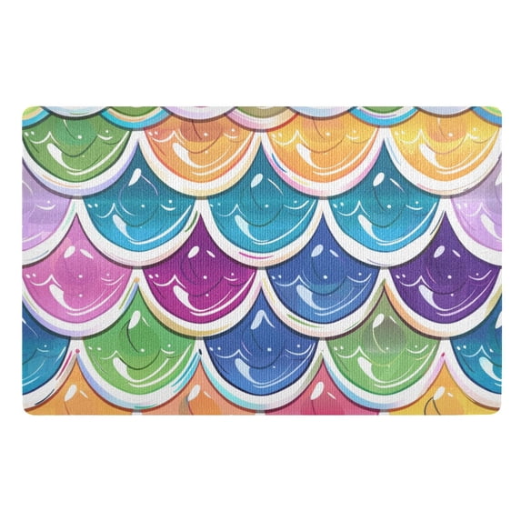 JSTEL Rainbow Mermaid Print Front Door Mat Outside Entrance 32x20 Inch Doormat for Outdoor Indoor Washable Non Slip Floor Mats