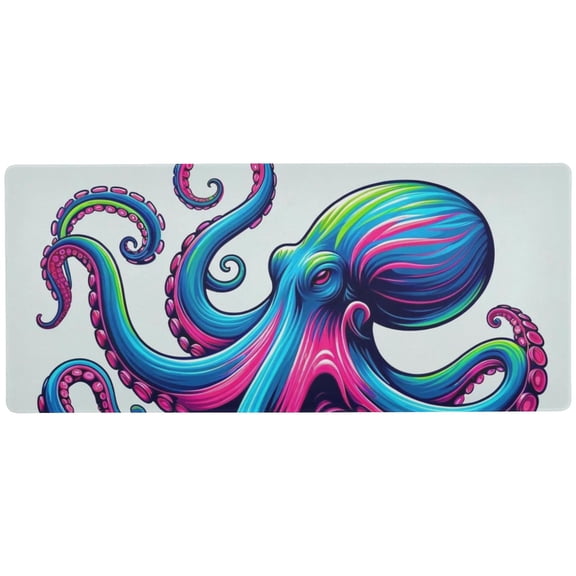JSTEL Rainbow Octopus Large Gaming Mouse Pad Big Mousepad Mice Keyboard Mat with Non-Slip Rubber Base for Computer Laptop Home & Office, 31.5 X 15.7 inch
