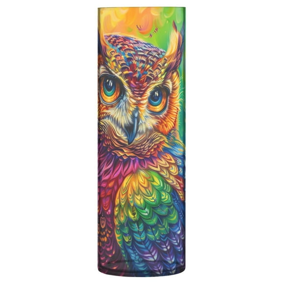 JSTEL Rainbow Owl Panting Flower Vase Decorative Floreros for Home Decor Bedroom Living Room Office Table Shelf Bathroom