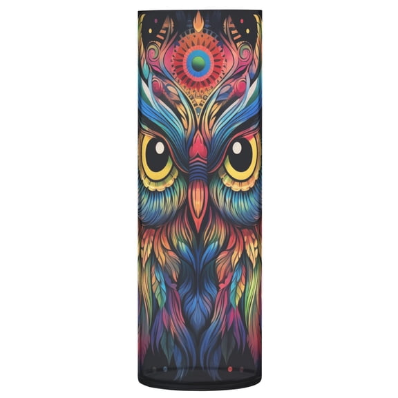 JSTEL Rainbow Owl Print Boho Flower Vase Decorative Floreros for Home Decor Bedroom Living Room Office Table Shelf Bathroom