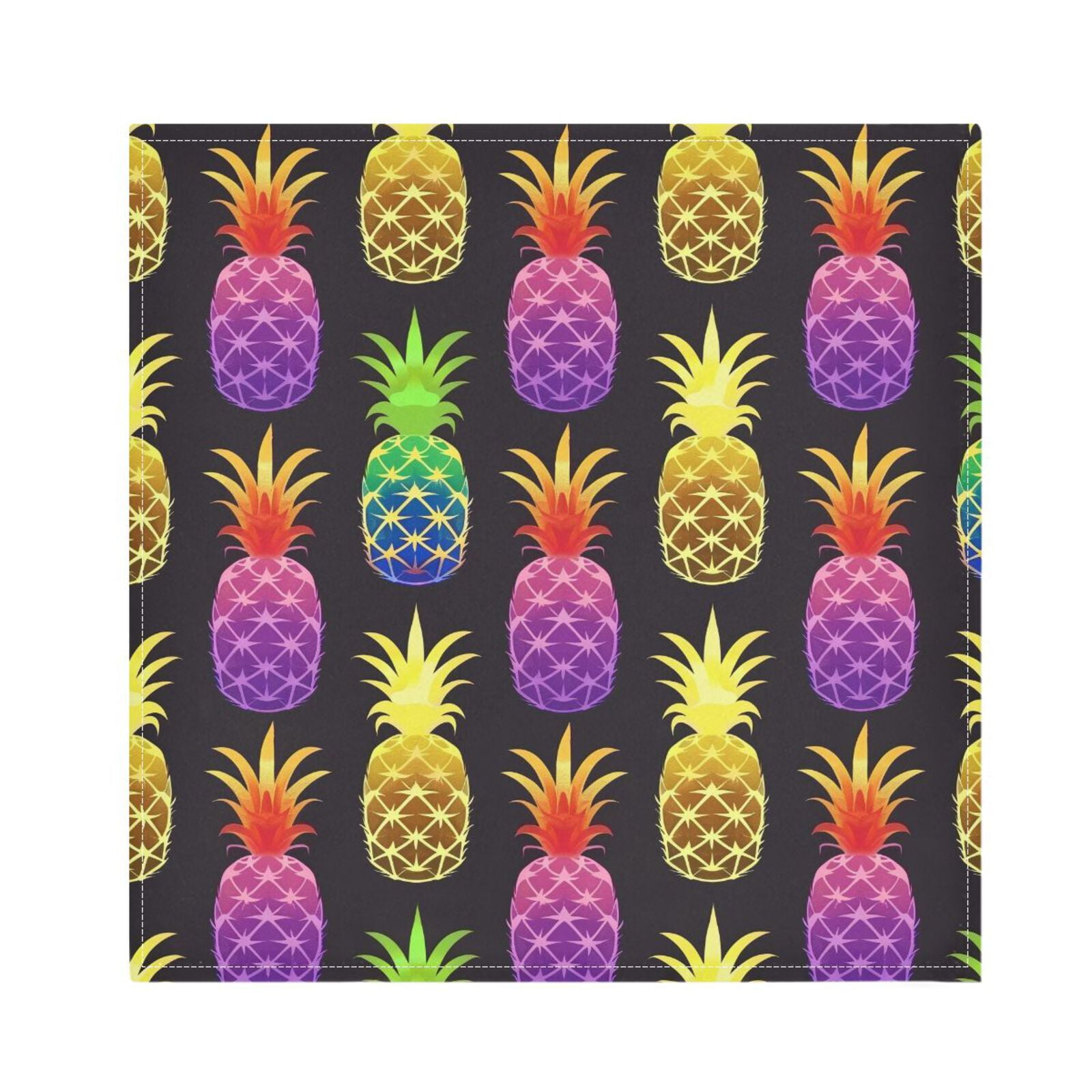 JSTEL Rainbow Pineapple Cloth Napkins Set of 6, 20x20 Inch Washable and Reusable Napkin for Decoupage Dinner Party Everyday Use