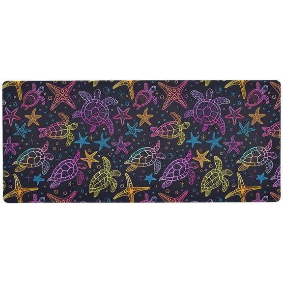 JSTEL Rainbow Sea Turtle Starfish Large Gaming Mouse Pad Big Mousepad Mice Keyboard Mat with Non-Slip Rubber Base for Computer Laptop Home & Office, 31.5 X 11.8 inch