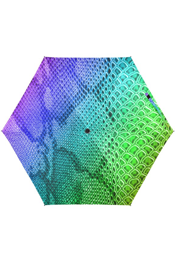 Rainbow Snake Skin Print Colorful Folding Umbrella for Rain Sun Travel Mini Lightweight Compact Umbrellas