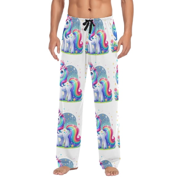 JSTEL Rainbow Unicon Stars Cartoon Men's Sleepwear Mens Pajama Pants Bottoms with Pockets, XL