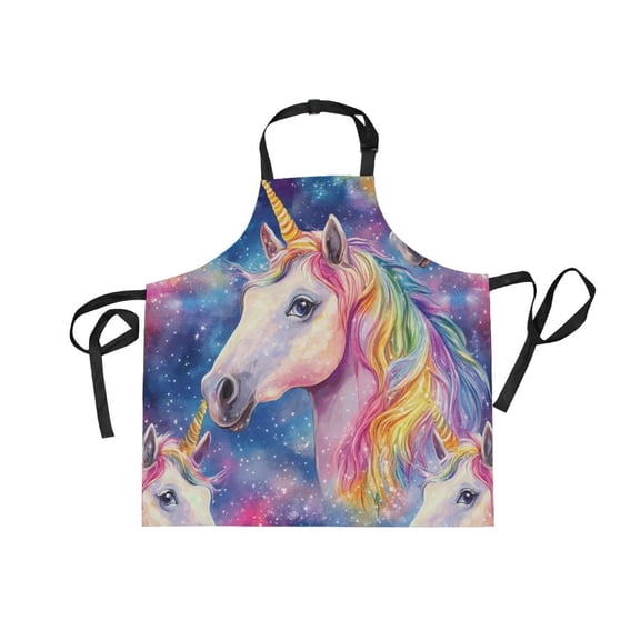 JSTEL Rainbow Unicorn Tie Dye Apron with 2 Pockets for Women Men Adjustable Garden Bib