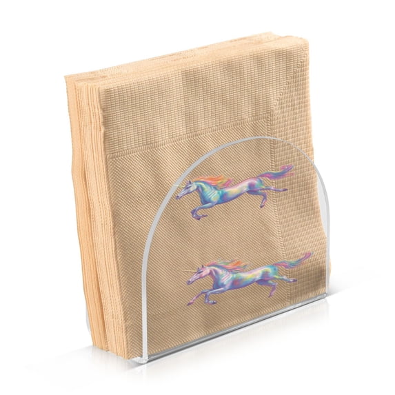 JSTEL Rainbow Unicorns Horse Napkin Holder for Table Cocktail Farmhouse, Paper Napkins Dispenser for Home Coffee Shop Dining Room Decor