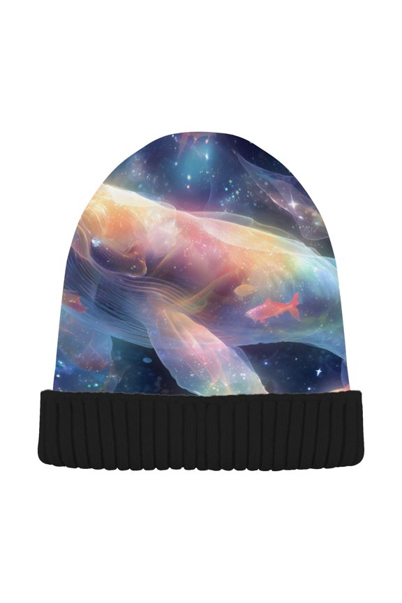 Rainbow Whale Dreamy Beanie for Women Men Winter Hat Reversible Skull Knit Cap
