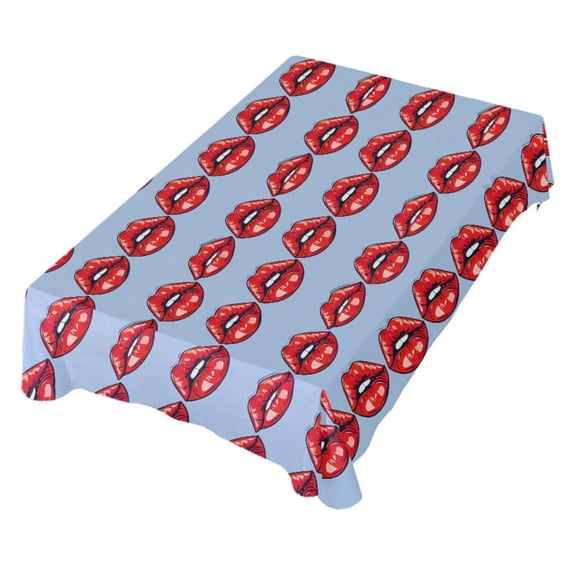JSTEL Red Lips Table Cloth Rectangle 54 x 72 Inch Tablecloth Anti Wrinkle Table Cover for Dining Kitchen Parties