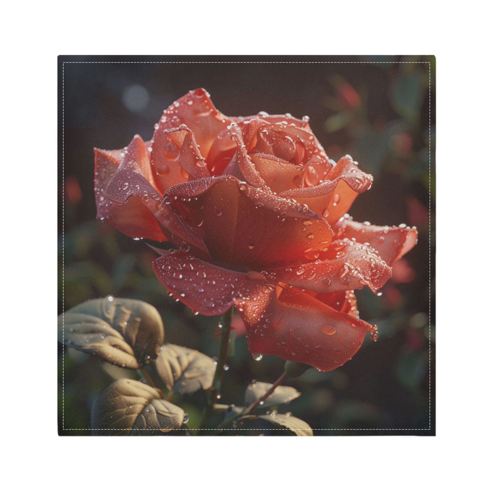 JSTEL Red Rose Flower Drop Cloth Napkins Set of 6, 20x20 Inch Washable and Reusable Napkin for Decoupage Dinner Party Everyday Use