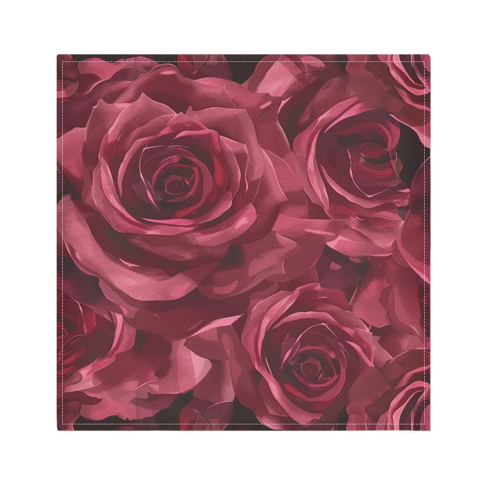 JSTEL Red Rose Flower Floral Cloth Napkins Set of 6, 20x20 Inch Washable and Reusable Napkin for Decoupage Dinner Party Everyday Use