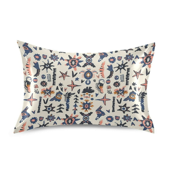 JSTEL Retro Boho Bohemian Satin Pillowcase Standard Size Pillow Cases Envelope Closure Bed Pillow Cover, 20 x 26 inch