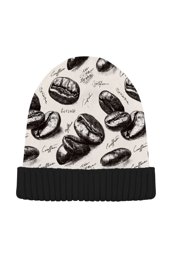 Retro Coffee Beans Beanie for Women Men Winter Hat Reversible Skull Knit Cap