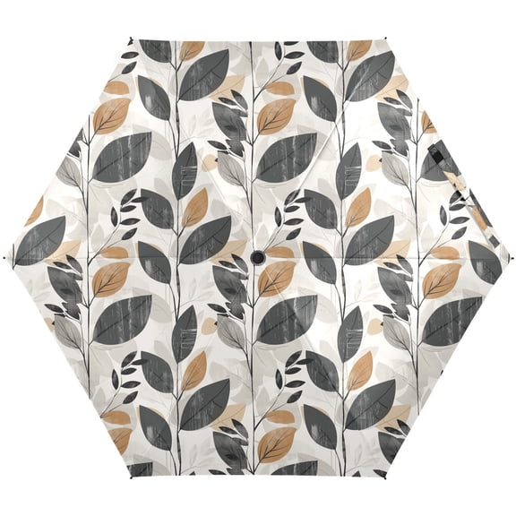 JSTEL Retro Leaf Folding Umbrella for Rain Sun Travel Mini Lightweight Compact Umbrellas