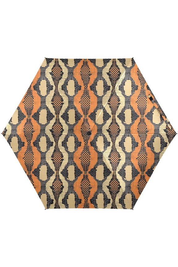 Retro Trendy Snake Skin Print Folding Umbrella for Rain Sun Travel Mini Lightweight Compact Umbrellas
