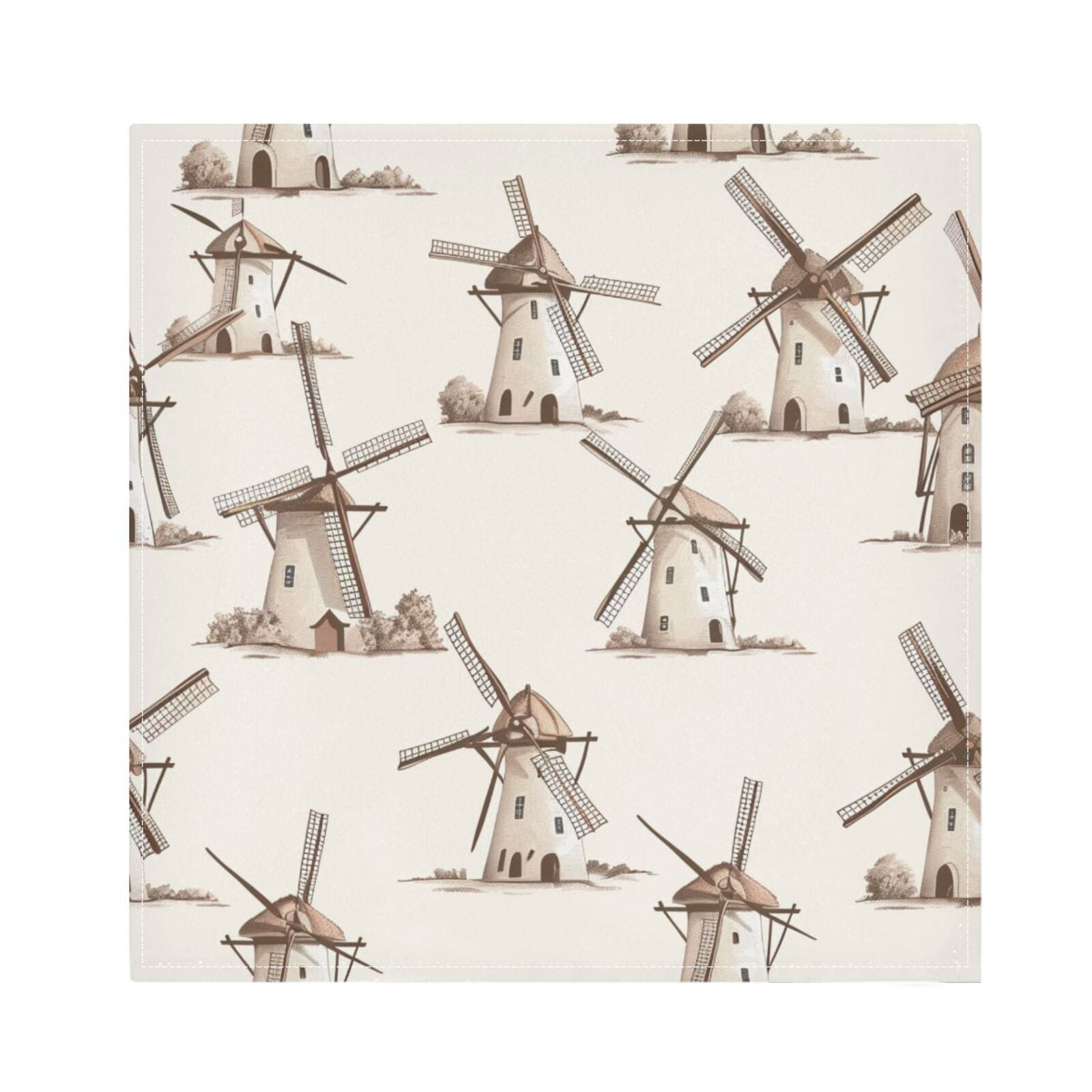 JSTEL Retro Windmill Cloth Napkins Set of 6, 20x20 Inch Washable and Reusable Napkin for Decoupage Dinner Party Everyday Use