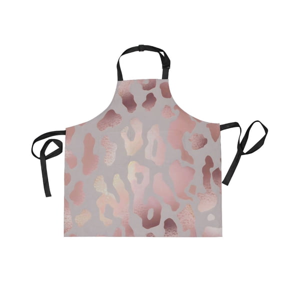 JSTEL Rose Gold Cheetah Leopard Print Apron with 2 Pockets for Women Men Adjustable Garden Bib