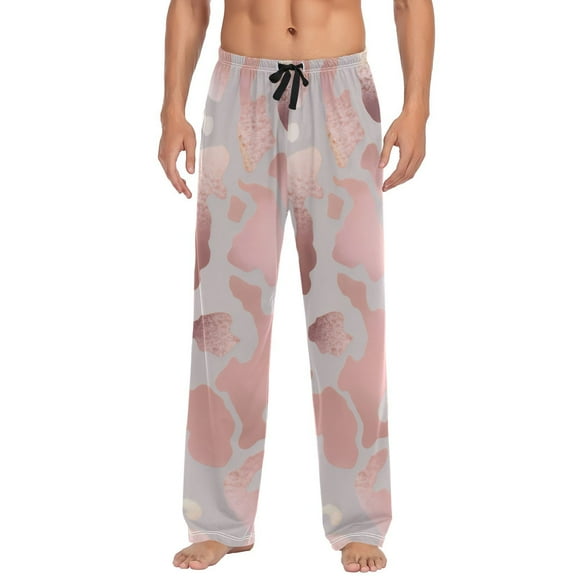 JSTEL Rose Gold Cheetah Leopard Print Men's Sleepwear Mens Pajama Pants Bottoms with Pockets, L