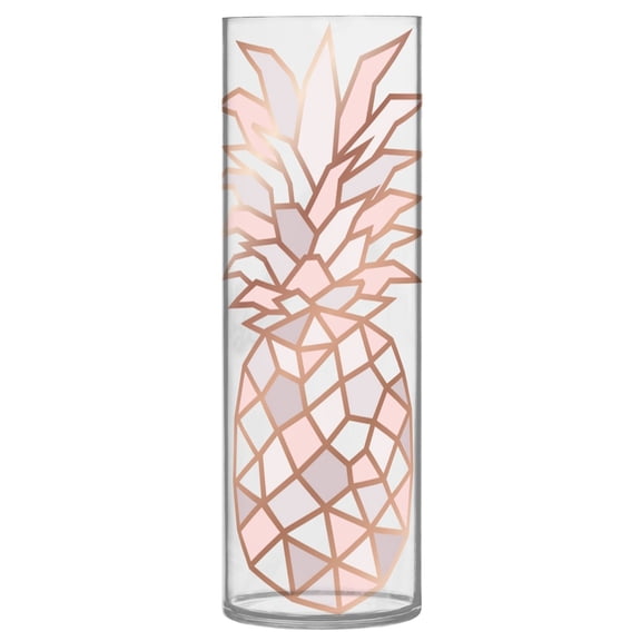 JSTEL Rose Gold Pineapple on Pink and White Marble Flower Vase Decorative Floreros for Home Decor Bedroom Living Room Office Table Shelf Bathroom