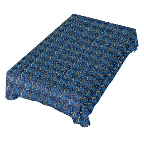 JSTEL Royal Blue & Golden Mermaid Table Cloth Rectangle 60 x 120 Inch Tablecloth Anti Wrinkle Table Cover for Dining Kitchen Parties