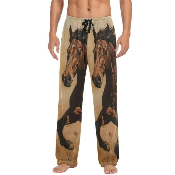 JSTEL Running Horse Men's Sleepwear Mens Pajama Pants Bottoms with Pockets, S