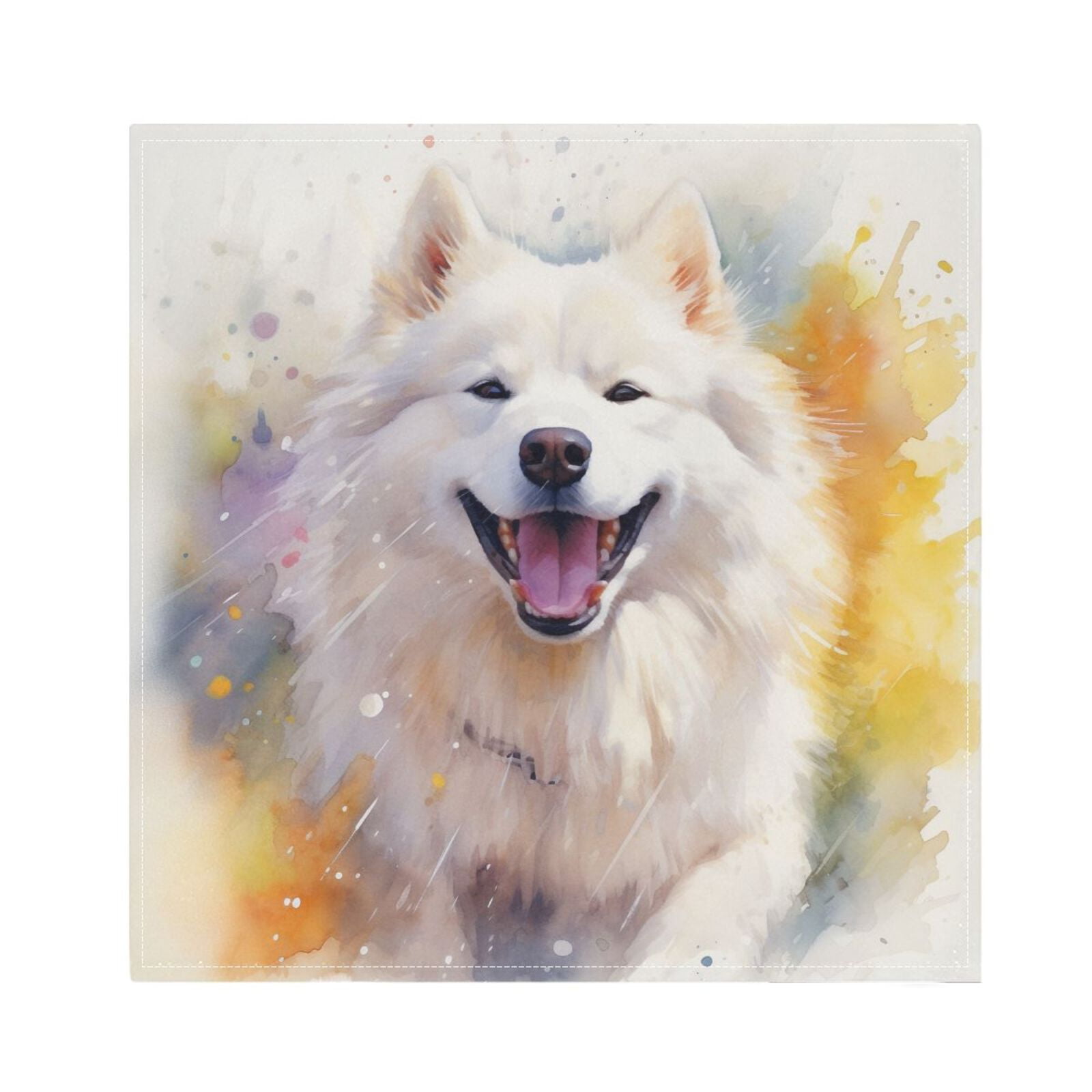 JSTEL Samoyed Dog Cute Cloth Napkins Set of 6, 20x20 Inch Washable and Reusable Napkin for Decoupage Dinner Party Everyday Use