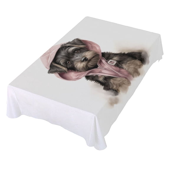 JSTEL Schnauzer Dog Puppy Table Cloth Rectangle 60 x 108 Inch Tablecloth Anti Wrinkle Table Cover for Dining Kitchen Parties