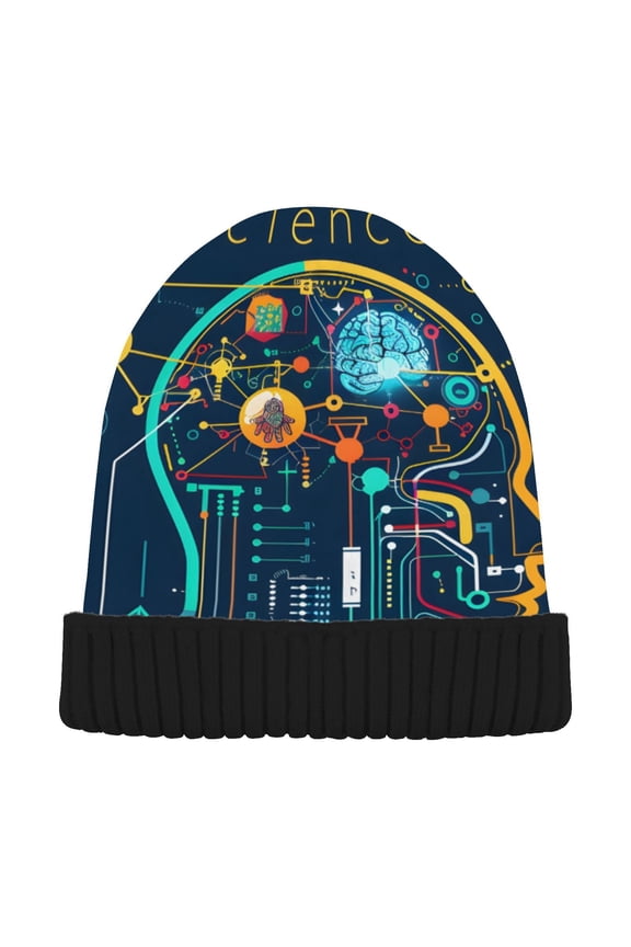 Science Brain Beanie for Women Men Winter Hat Reversible Skull Knit Cap