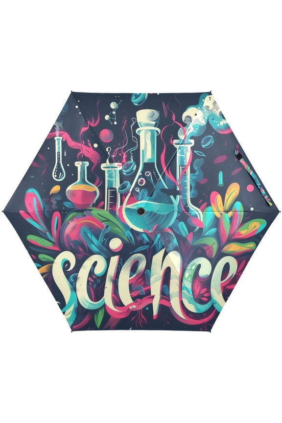 Science Instruments Rainbow Folding Umbrella for Rain Sun Travel Mini Lightweight Compact Umbrellas