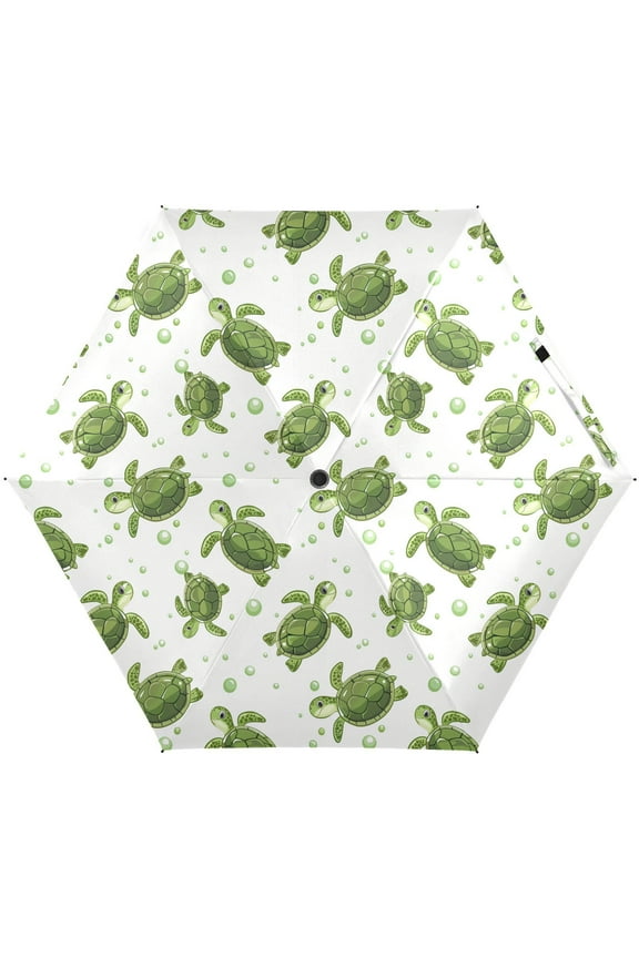 Sea Turtle Bubble Folding Umbrella for Rain Sun Travel Mini Lightweight Compact Umbrellas