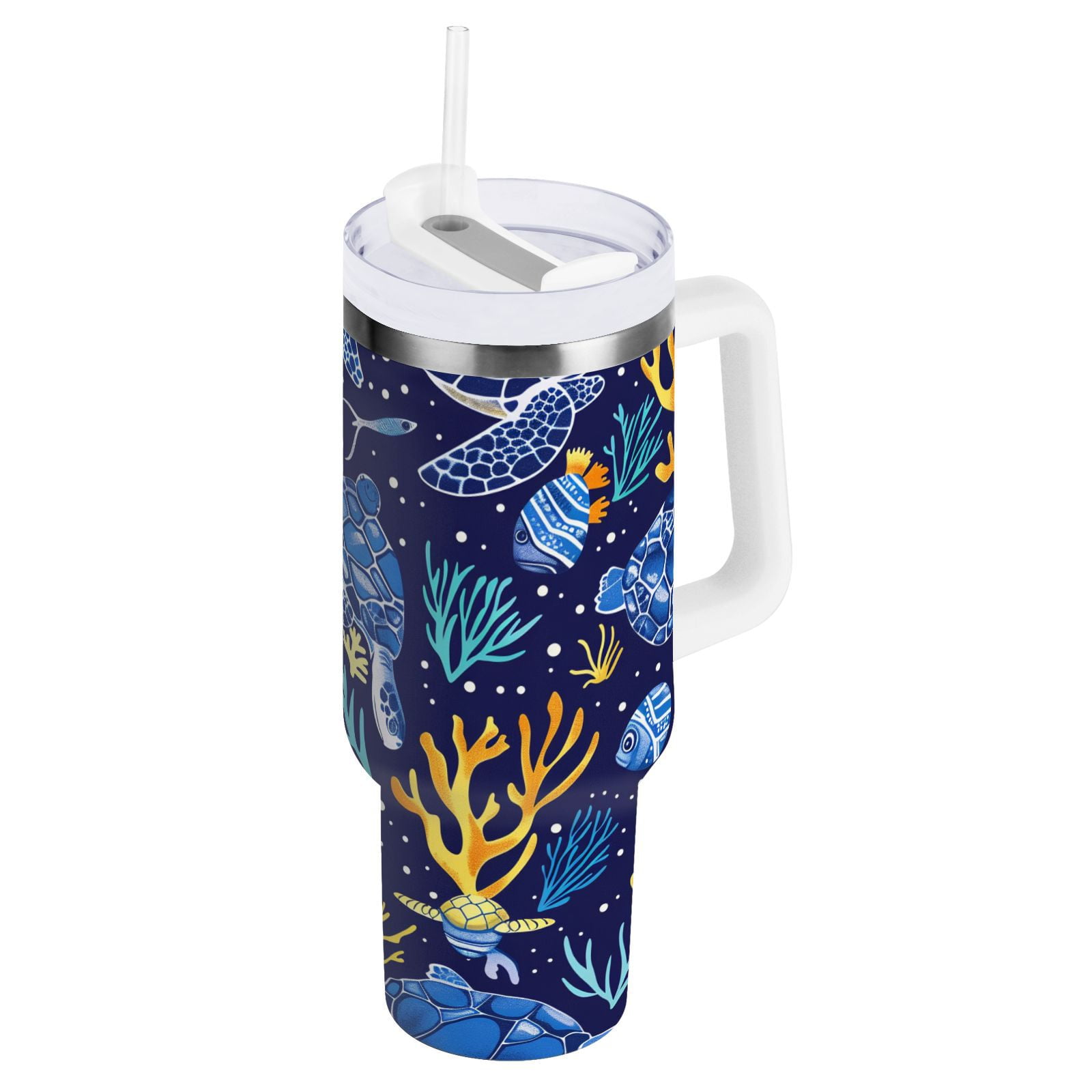 JSTEL Sea Turtle Coral Fish 40 oz Tumbler Stainless Steel Water Bottle ...
