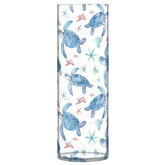 JSTEL Sea Turtle Watercolour Flower Vase Decorative Floreros for Home Decor Bedroom Living Room Office Table Shelf Bathroom
