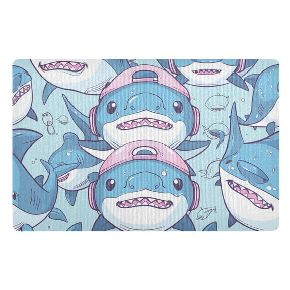 JSTEL Shark with Cap Front Door Mat Outside Entrance 32x20 Inch Doormat for Outdoor Indoor Washable Non Slip Floor Mats