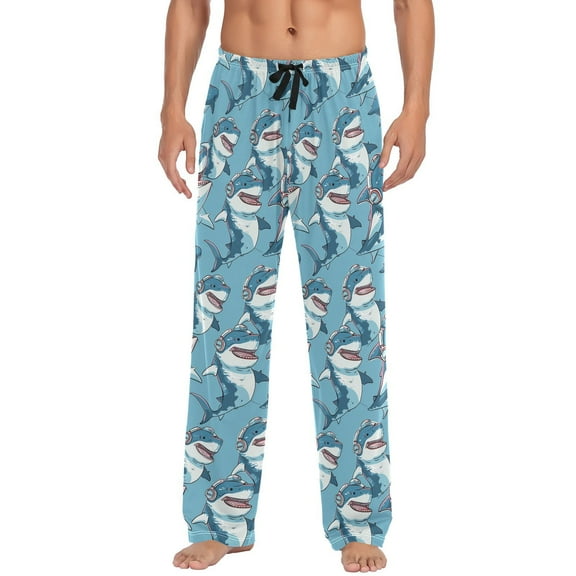 JSTEL Shark with Earphone Men's Sleepwear Mens Pajama Pants Bottoms with Pockets, XL