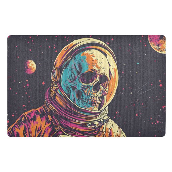 JSTEL Skull Astronaut Front Door Mat Outside Entrance 32x20 Inch Doormat for Outdoor Indoor Washable Non Slip Floor Mats