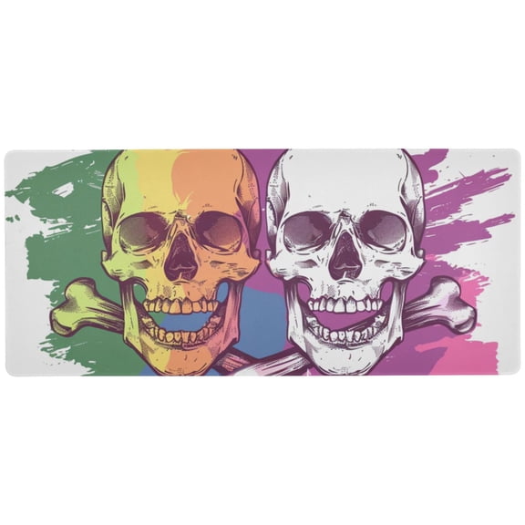 JSTEL Skull Bone Rainbow Color Large Gaming Mouse Pad Big Mousepad Mice Keyboard Mat with Non-Slip Rubber Base for Computer Laptop Home & Office, 35.4 X 15.7 inch