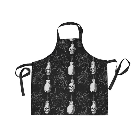 JSTEL Skull Spider Web Apron with 2 Pockets for Women Men Adjustable Garden Bib
