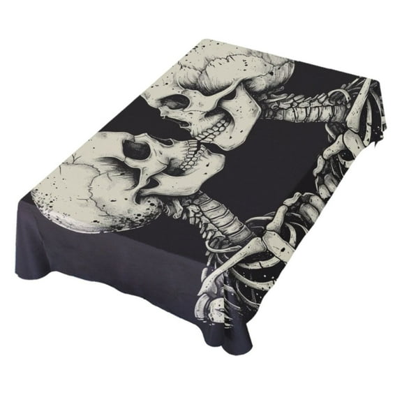 JSTEL Skull Valentine Table Cloth Rectangle 54 x 72 Inch Tablecloth Anti Wrinkle Table Cover for Dining Kitchen Parties