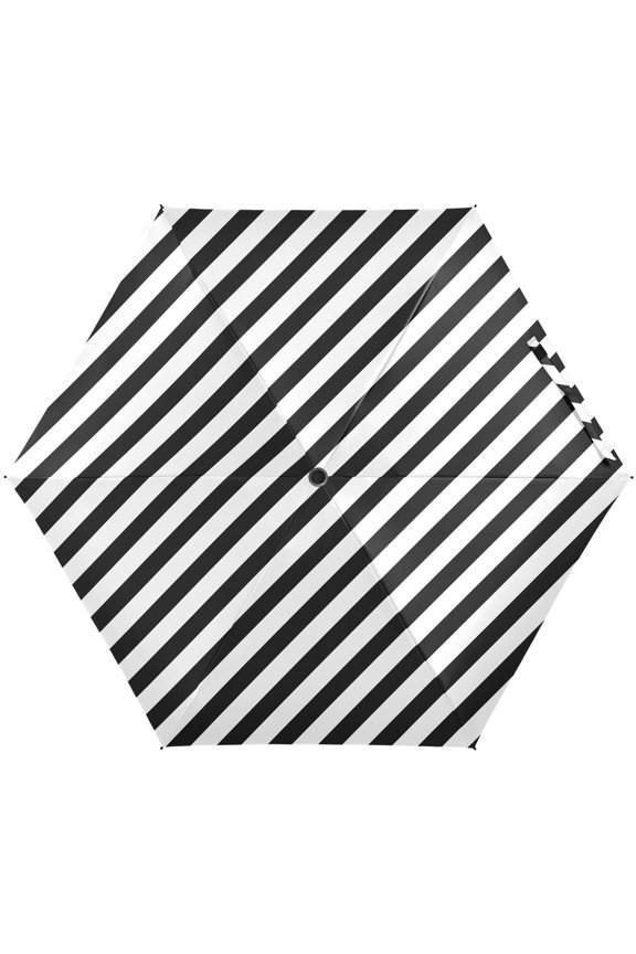 Slanted Stripe Folding Umbrella for Rain Sun Travel Mini Lightweight Compact Umbrellas