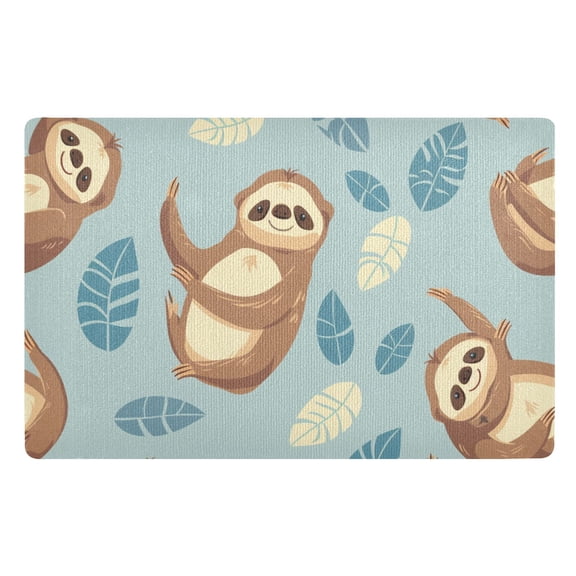 JSTEL Sloth Leaves Front Door Mat Outside Entrance 32x20 Inch Doormat for Outdoor Indoor Washable Non Slip Floor Mats