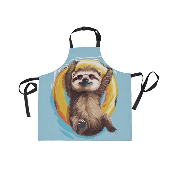 JSTEL Sloth Swimming Ring Apron with 2 Pockets for Women Men Adjustable Garden Bib