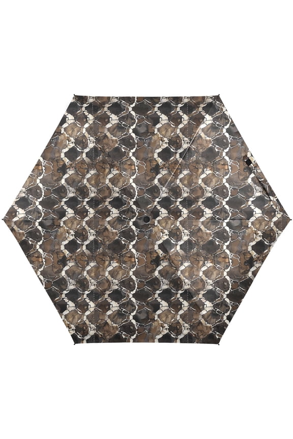 Snake Skin Print Folding Umbrella for Rain Sun Travel Mini Lightweight Compact Umbrellas