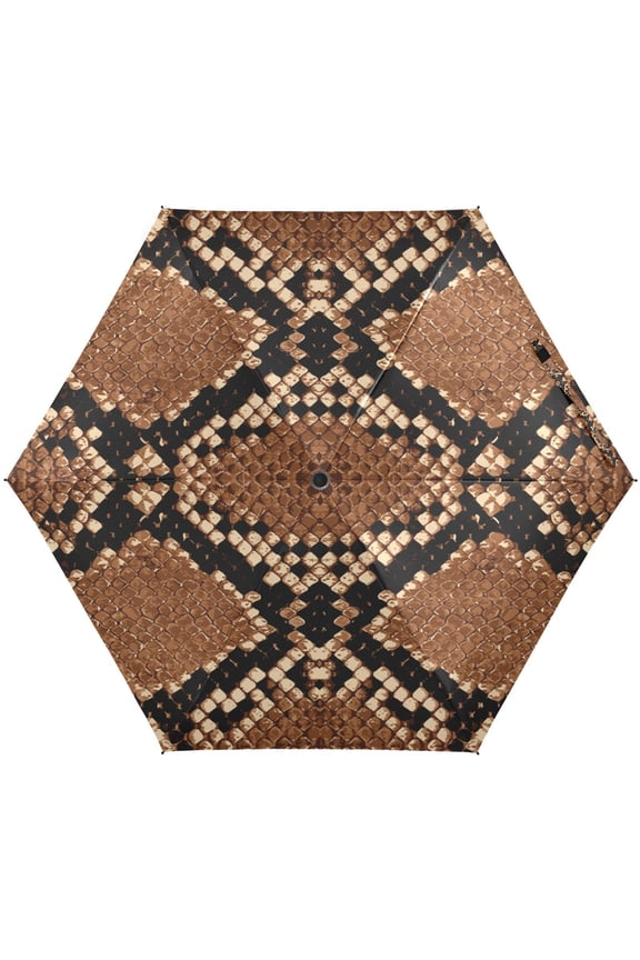 Snake Skin Print Pattern Folding Umbrella for Rain Sun Travel Mini Lightweight Compact Umbrellas
