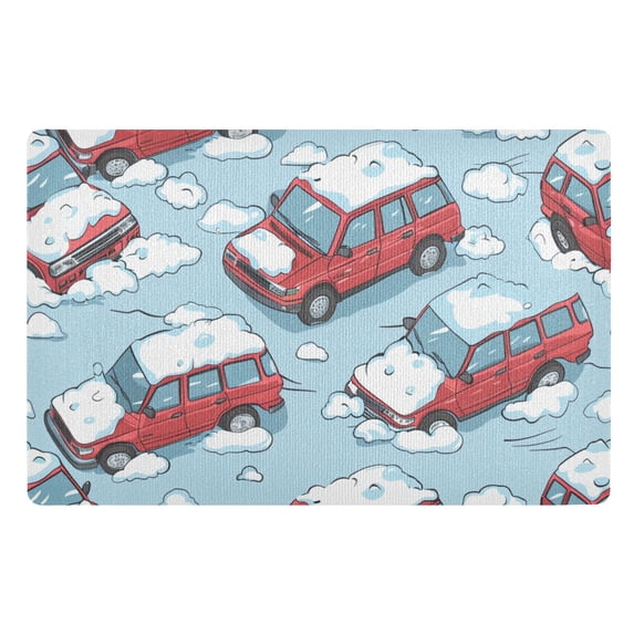 JSTEL Snow Cars Front Door Mat Outside Entrance 32x20 Inch Doormat for Outdoor Indoor Washable Non Slip Floor Mats