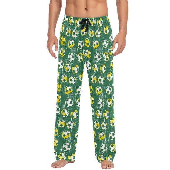 JSTEL Soccer Football Green Men's Sleepwear Mens Pajama Pants Bottoms with Pockets, S