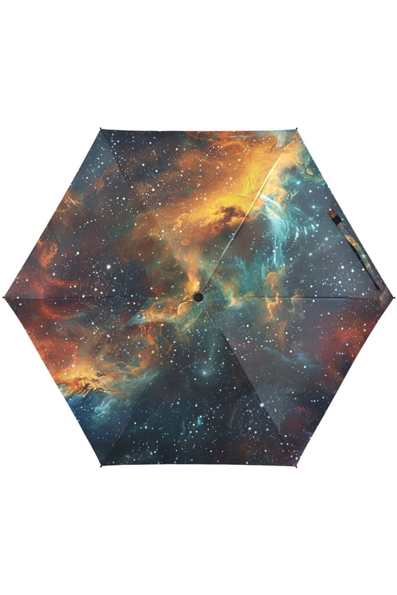 Space Nebula Folding Umbrella for Rain Sun Travel Mini Lightweight Compact Umbrellas