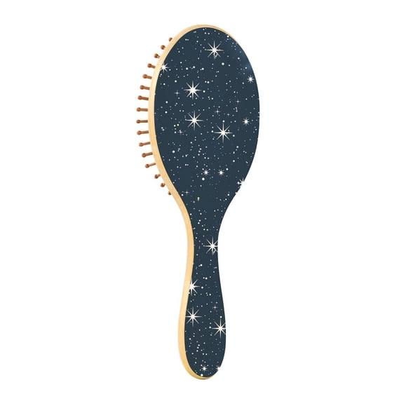 JSTEL Star Starry Sky Hair Brush for Women Men Natural Wood Detangler Brushes for All Hair Types Hairbrush for Wet & Dry