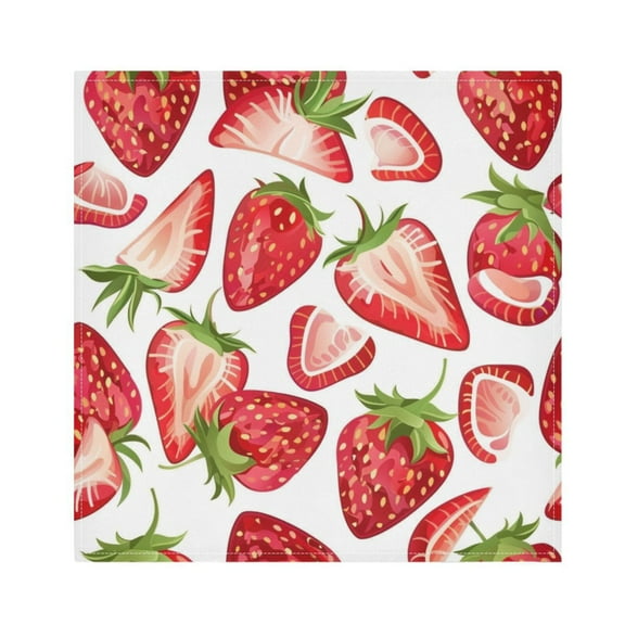 JSTEL Strawberry Fruit Cloth Napkins Set of 4, 20x20 Inch Washable and Reusable Napkin for Decoupage Dinner Party Everyday Use