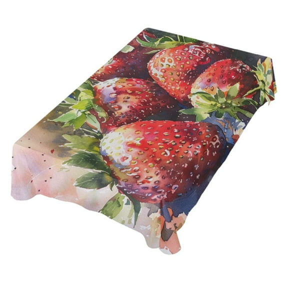 JSTEL Strawberry Watercolour Table Cloth Square 54 x 54 Inch Tablecloth Anti Wrinkle Table Cover for Dining Kitchen Parties